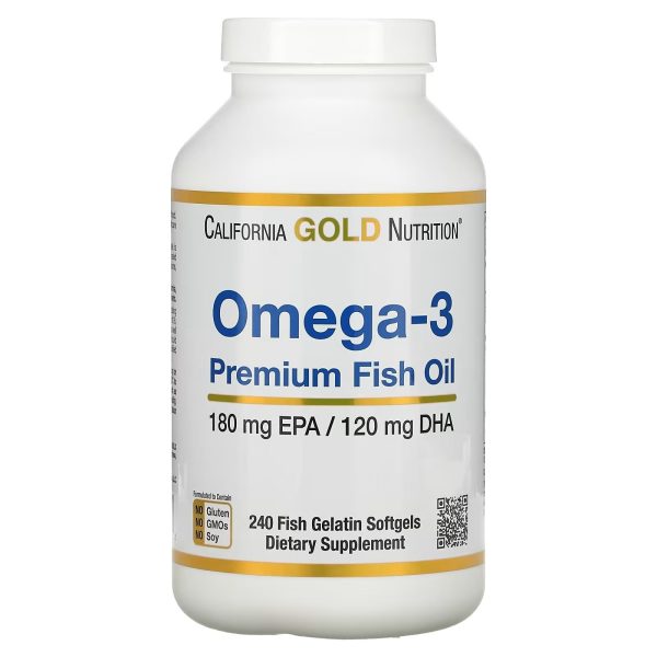 California Gold Nutrition, Omega-3 Premium Fish Oil, 180 EPA / 120 DHA, 240 Fish Gelatin Softgels