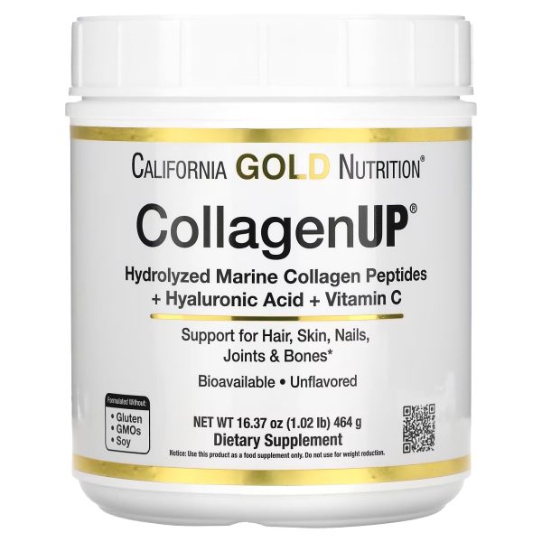 California Gold Nutrition, CollagenUP, Hydrolyzed Marine Collagen Peptides with Hyaluronic Acid and Vitamin C, Unflavored, 16.37 oz (464 g)