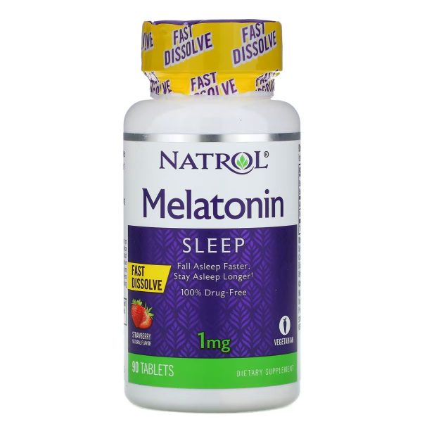 Natrol, Melatonin, Fast Dissolve, Strawberry, 1 mg, 90 Tablets