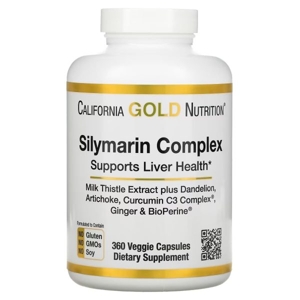 California Gold Nutrition, Silymarin Complex, Milk Thistle Extract Plus Dandelion, Artichoke, Curcumin C3 Complex, Ginger, and BioPerine, 360 Veggie Capsules